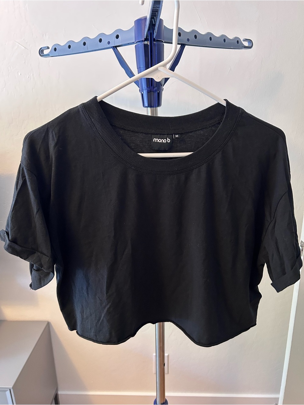 Mono B Black Cropped Crew Tee